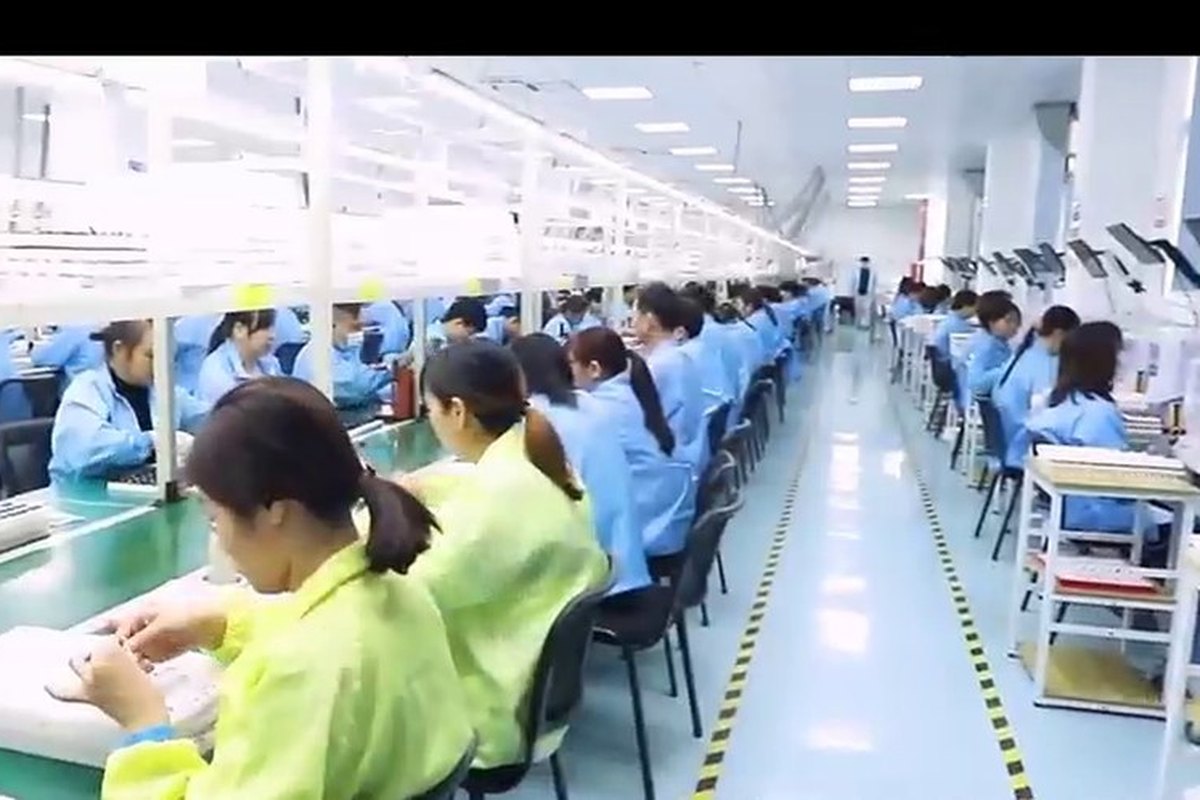 Assembly line at an electronics plant in the Pearl River Delta